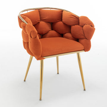 Luxury Modern Simple Leisure Velvet Single Sofa Chair Bedroom Lazy Person Household Dresser Stool Manicure Table Back Chair Orange Orange Primary Living Space Modern Cotton Velvet