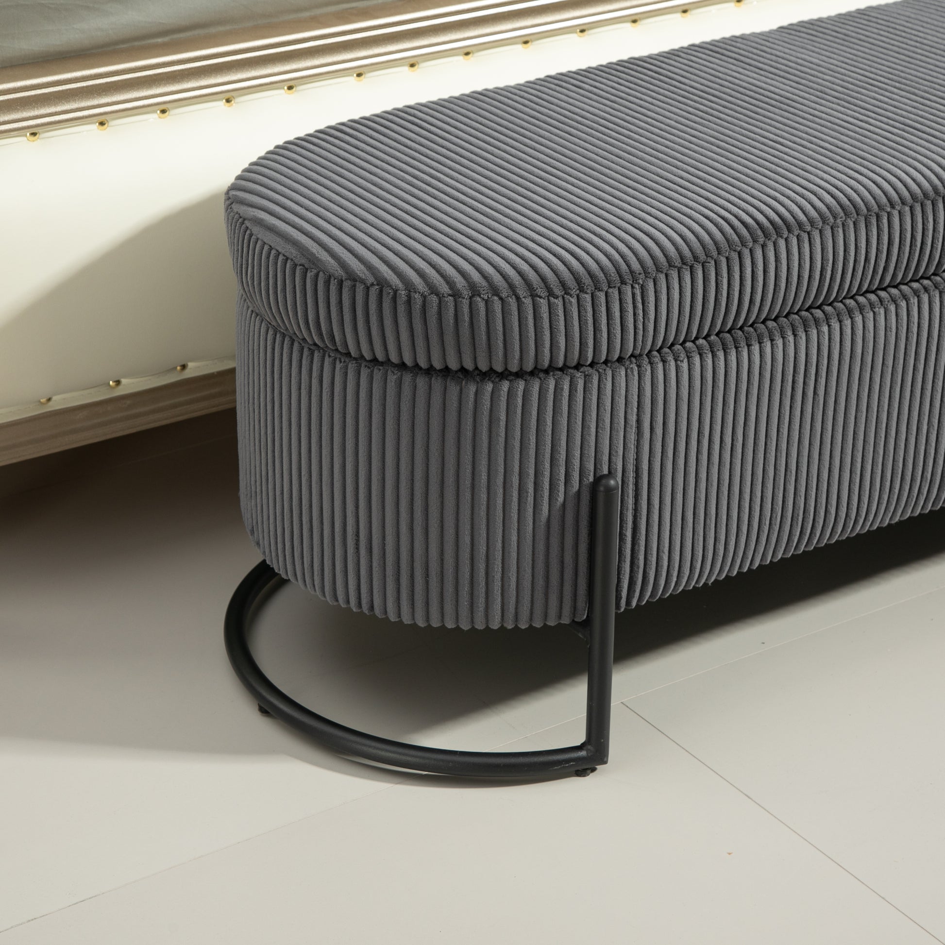 Coolmore Storage Ottoman,Bedroom End Bench,Upholstered Fabric Storage Ottoman With Safety Hinge, Entryway Padded Footstool, Ottoman Bench For Living Room & Bedroom Dark Gray Dark Gray Velvet