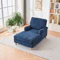 Modern Mid Century Indoor Oversized Chaise Lounger Comfort Sleeper Sofa With Soild Wood Legs Blue Foam 1 Seat