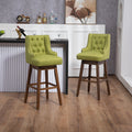 Coolmore Bar Stools Set Of 2 Counter Height Chairs With Footrest For Kitchen, Dining Room And 360 Degree Solid Wood Legs Swivel Bar Stools Set Of 2 Olive Linen Olive Foam Linen