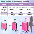 3 Piece Hard Shell Luggage Set With Tsa Lock Spinner Wheel Abs Lightweights Checked Convenient Stackable Suitcase Woman Men 20 24 28 Rose Red Abs