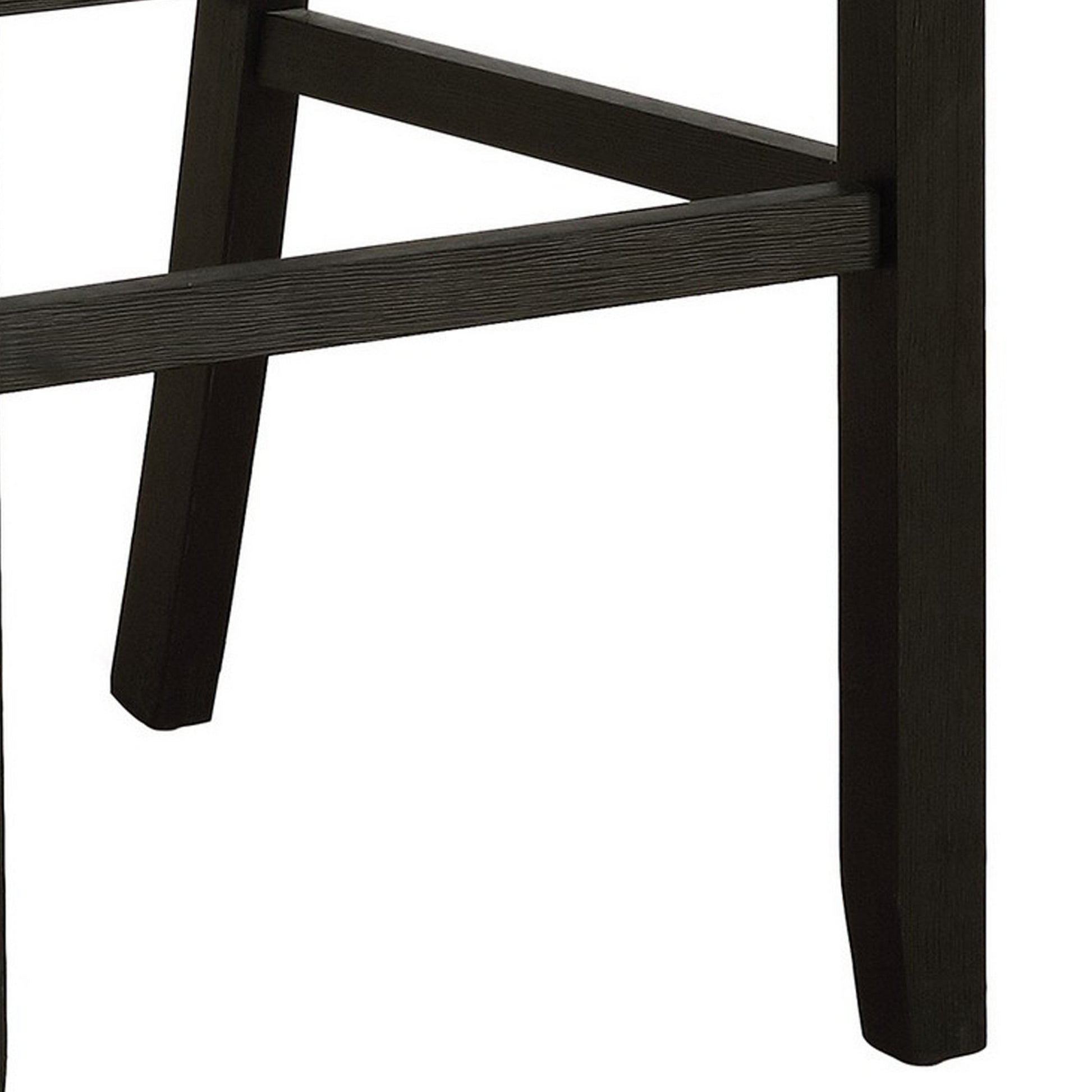 Lok 30 Inch Wood Barstool, Set Of 2, Trim, Padded Seating, Gray Gray Solid Wood