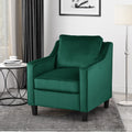 Velvet Club Chair, Green Green Velvet Wood Primary Living Space Cushion Back Casual,Contemporary Flared Arms Velvet 1 Seat