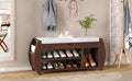Retro Multifunctional Storage Bench With Cushion And Curved Side Panel For Entrance And Living Room Espresso Espresso Mdf