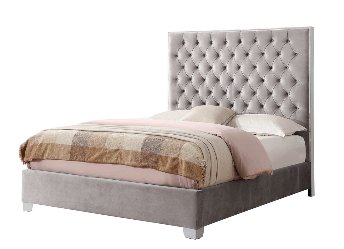 Artet Gray King Upholstered Bed King Gray Foam Solid Wood