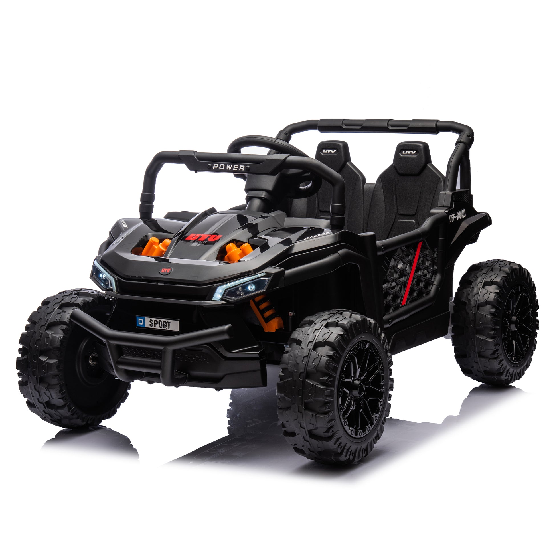 24V Kids Ride On Utv,Electric Toy For Kids W Parents Remote Control,Four Wheel Suspension,Low Start,Adjustable Speed,Multimedia Player,Early Education,Bluetooth,Rear Storage Space For Kids Aged 3 . Black 50 99 Lbs Polypropylene