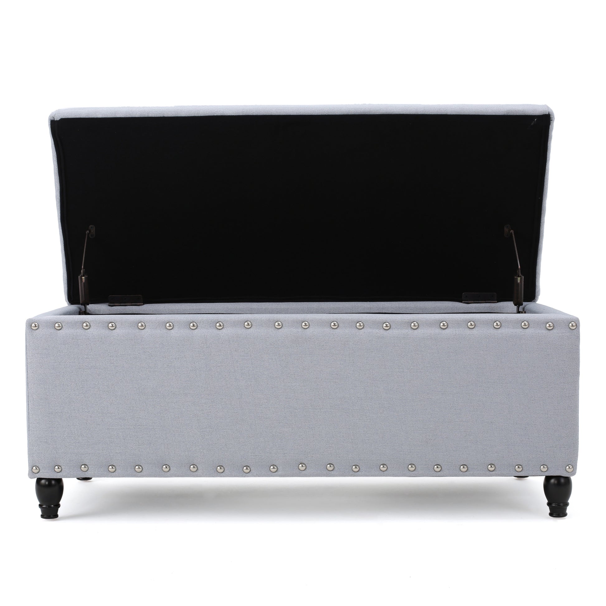 Storage Ottoman Light Grey Fabric