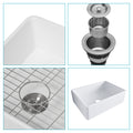 28 White Farmhouse Sink 28 Inch Kitchen Sink Ceramic Single Bowl With Drain Assembly And Bottom Grid White Ceramic