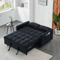 Modern Velvet Sofa, Sofa Pull Out Bed, Smallseat Casual Sofa With Back, With Pillow, Pockets, Living Room Furniture, 3 In 1 Convertible Sleep Sofa Bed. Black Velvet 3 Seat