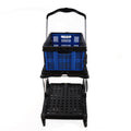 Folding Service Cart With Wheels Double Decker, Shopping, Library, Office Warehouse Moving Carts Black Blue Plastic