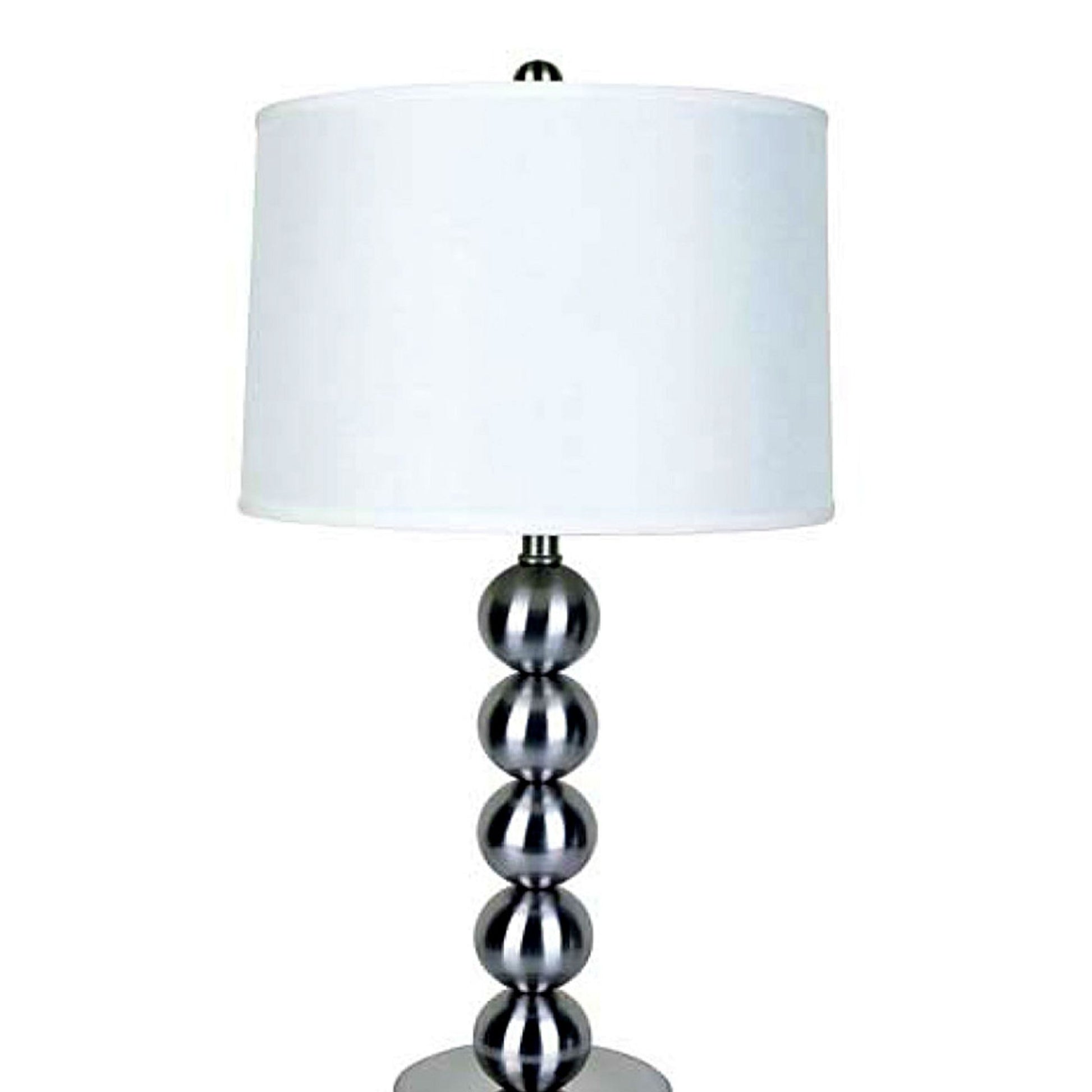 28" Tall Metal Table Lamp With Satin Nickel Finish, White Linen Shade Multicolor Metal