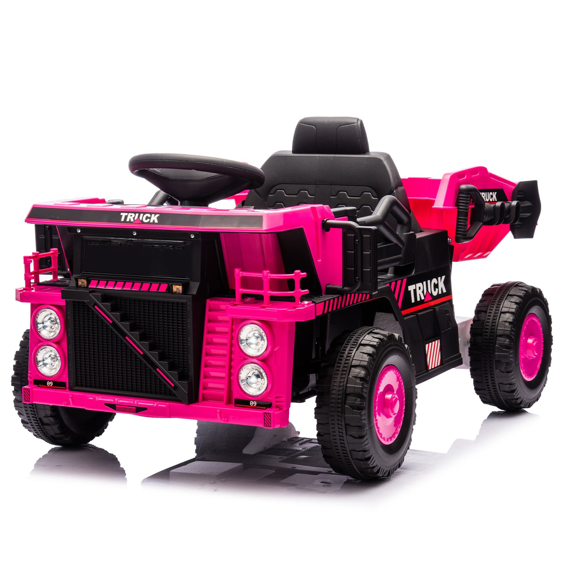 12V Kids Ride On Dump Truck W Parents Control,2Wd,Rear Wheel Suspension,Electric Dump Bed And Extra Shovel,Multimedia Function With Bluetooh And Music,Volume&Speed Adjustment,Led Light For Kids 3 5. Pink Polypropylene