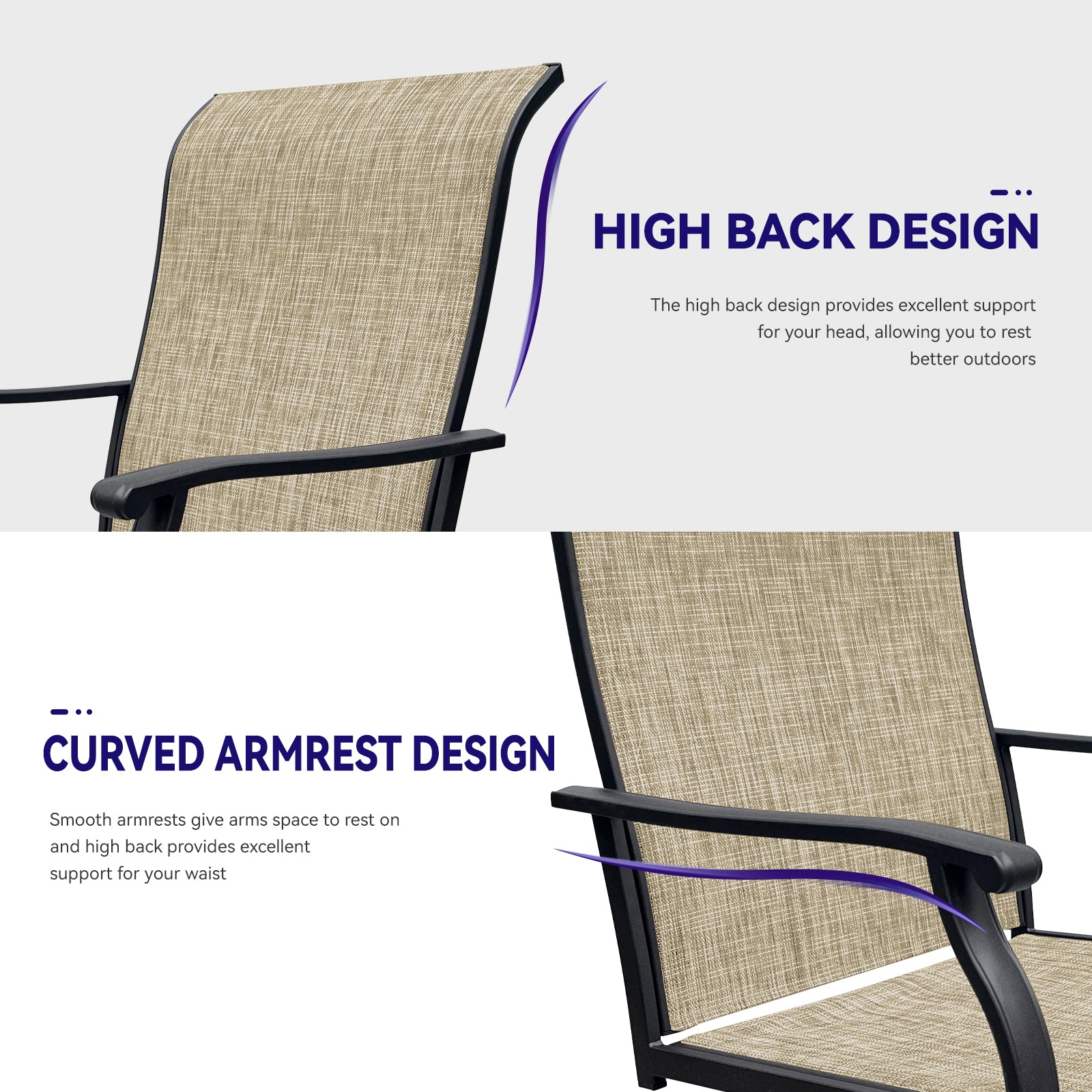 Swivel Dining Chairs Set Of 2, Outdoor Swiveltextilene Patio Chairs Lawn Chairs For Front Porch Backyard Deck No Rocker & Glider Black Brown Weather Resistant Frame Water Resistant Cushion Garden &