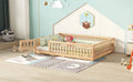 Full Size Bed Floor Bed With Safety Guardrails And Door For Kids, Natural Old Sku: W158090693 Full Natural Pine