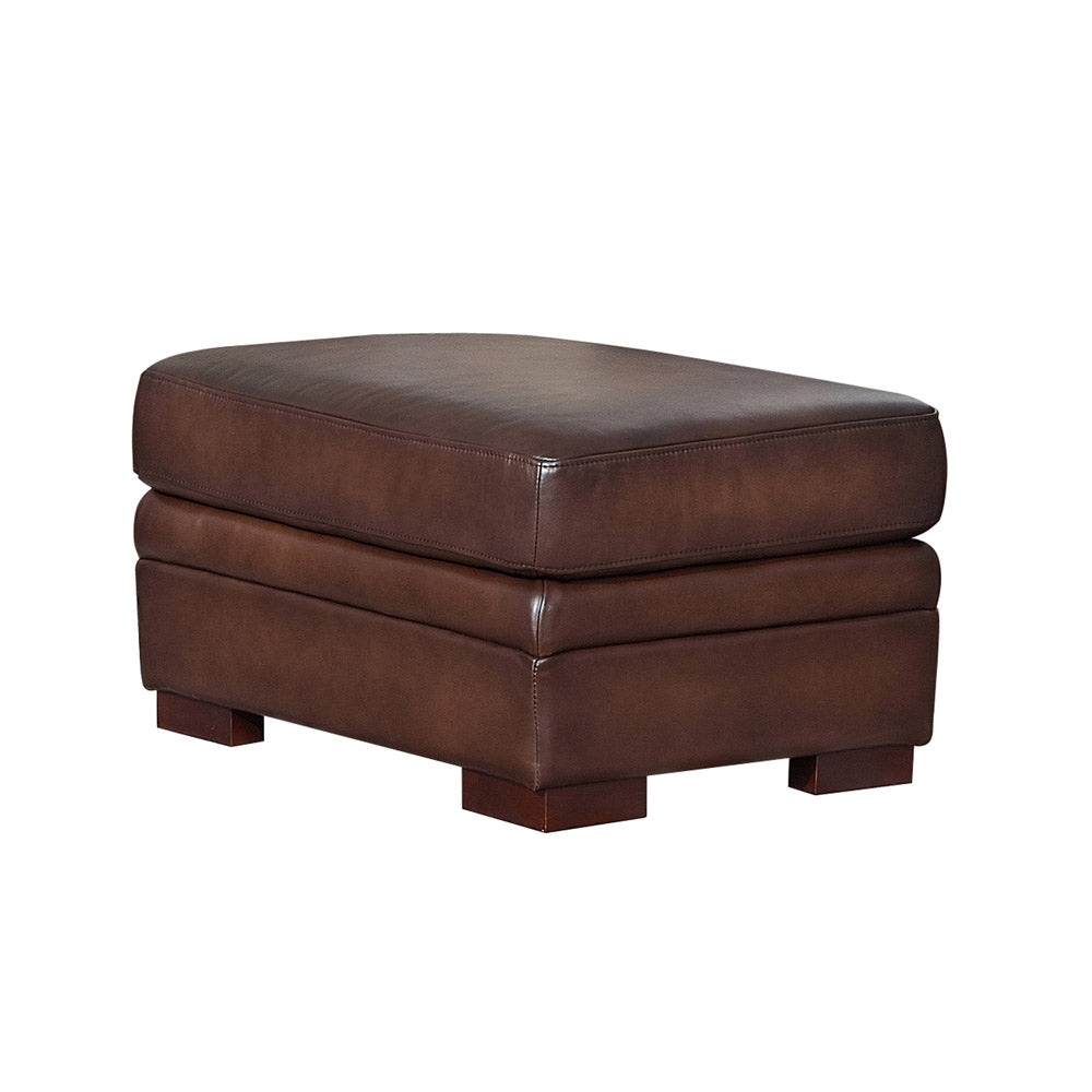 Brookfield Leather Ottoman Wood Primary Living Space Solid Brown Eucalyptus Caramel Genuine Leather Genuine Leather Medium Firm Backless Mid Century Modern Rectangle Armless Memory Foam Genuine Leather