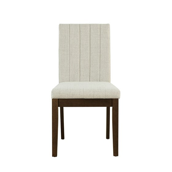Upholstered Channel Back Dining Chair Set Of 2 Light Taupe See Below Beige Wood