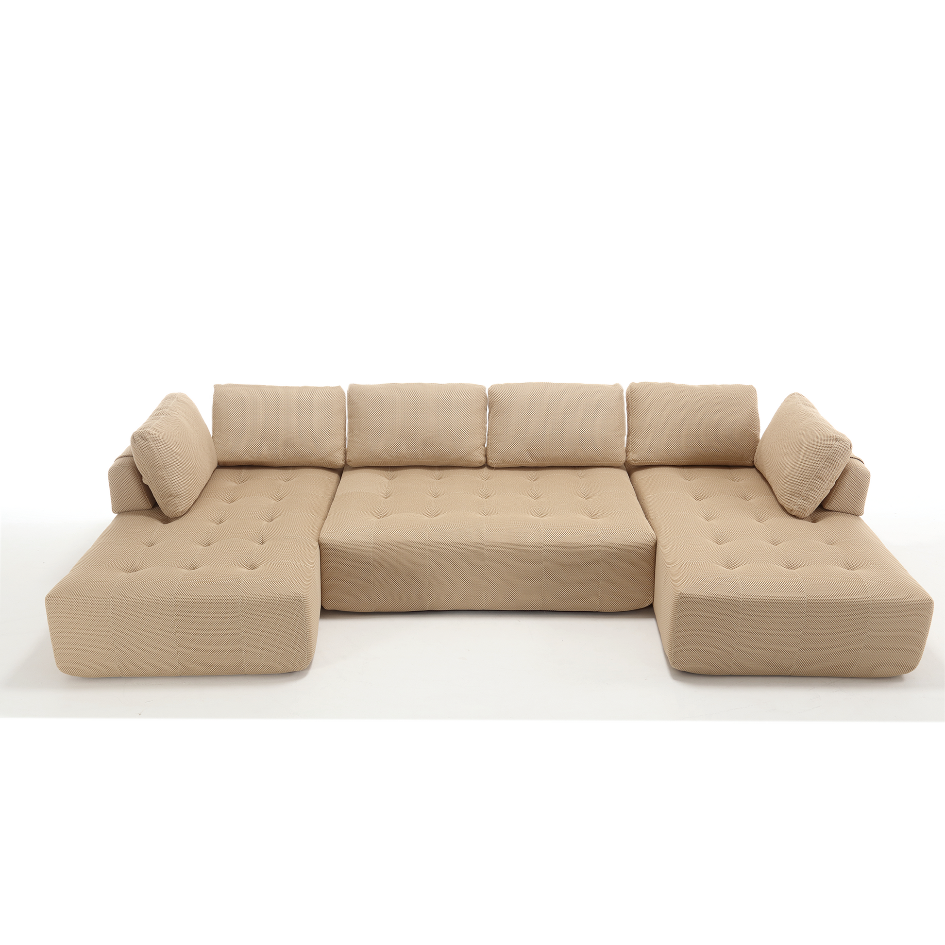 Arrived 138.5 "Modular Combination Sofa, U Shaped Sofa, Living Room, Apartment, Upholstered ,6 Seat Sofa, Free Combination Sofa Mesh Fabric ,Fabric, Khaki Khaki Polyester Primary Living Space Soft