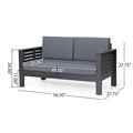 Acacia Wood Outdoor Loveseat And Coffee Table Set With Cushions, Dark Gray Yes Grey Seats 4 Sofa Seating Groups Foam Acacia Wood