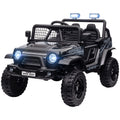 Qaba 12V Ride On Truck, Battery Powered Kids Electric Car With Parent Remote, 4 Suspension Wheels, 3 Mph Max Speed, Music, Horn & Led Lights For Ages 3 6 Years Old, Black Black Plastic