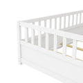 Twin Size Floor Bed, Integral Construction With Super High Security Barrier, Door, Children'S Floor Bed Frame, Montessori Wooden Children'S Floor Bed, Support Slat White Box Spring Required Twin White Wood Brown Bedroom American Design,Artsy Pine Bed