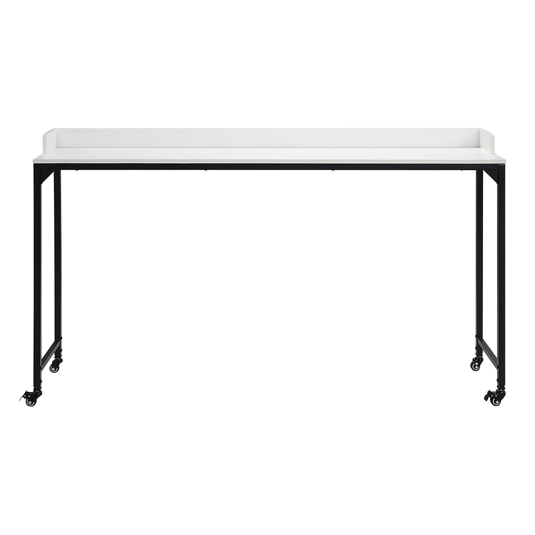 White Finish Multipurpose Over The Bed Desk With Adjustable Height, Metal Legs With Casters, Overbed Table 1Pc, Laptop Table For Bed, Breakfast Table Black White Rectangular Engineered Wood,Metal