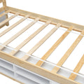 Twin House Bed With Roof Frame, Bedside Shelves, Under Bed Storage Unit,Natural Twin Natural American Design Pine