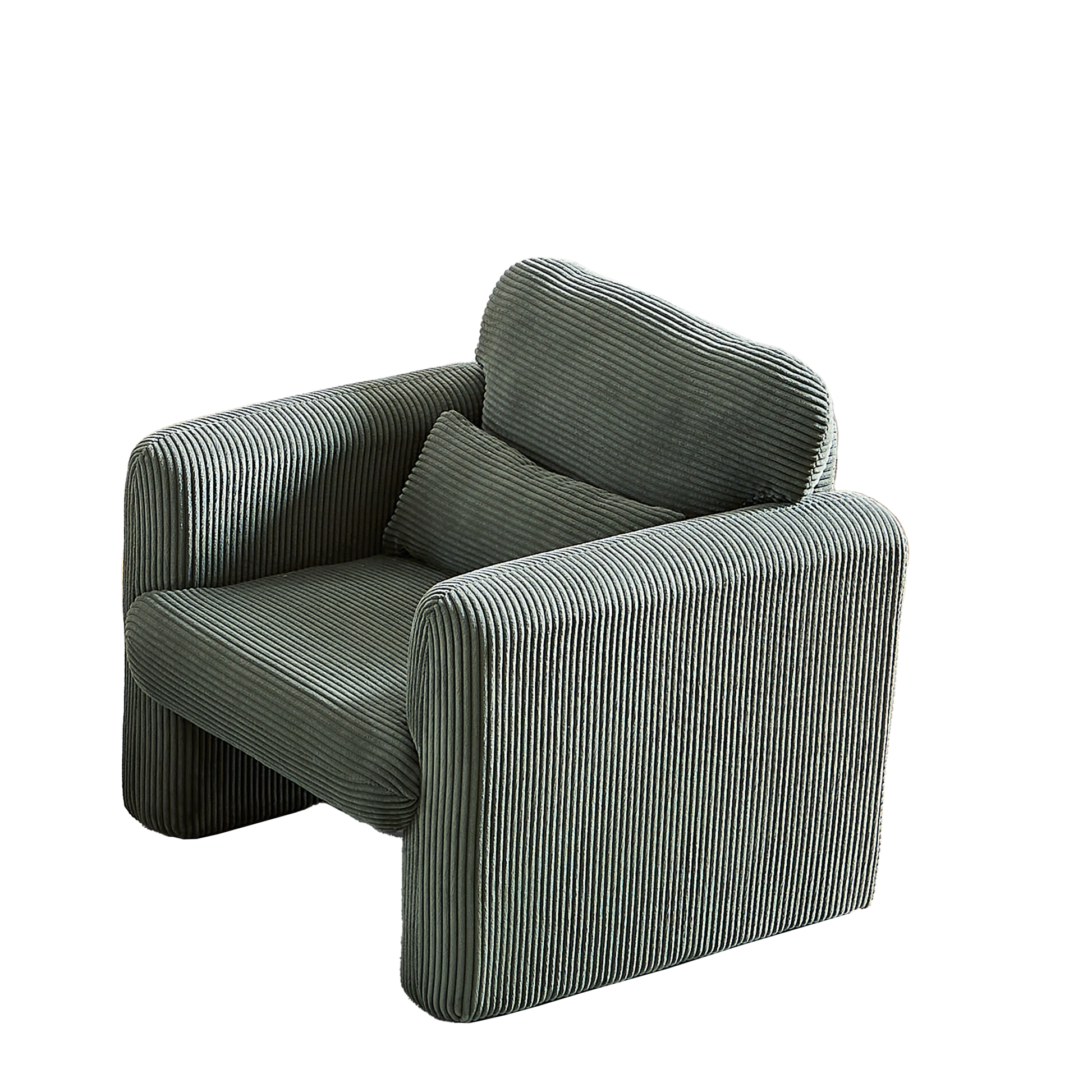 Two 60"Corduroy Fabric Sofa With 33" Single Sofa, Modern Sofa With Support Pillow, For Apartment, Office, Living Room & Bedroom Green Corduroy 5 Seat