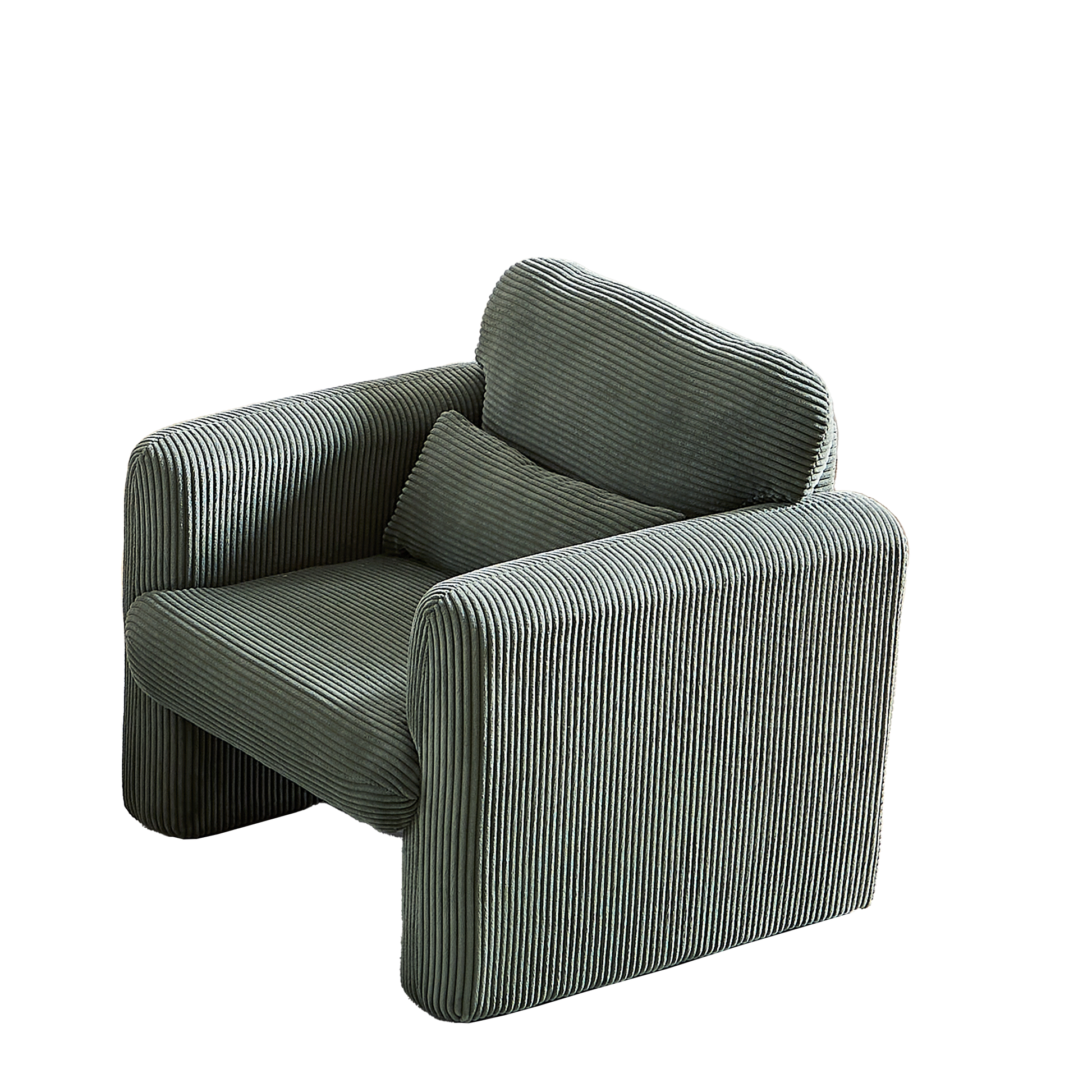 33"Corduroy Fabric Single Sofa, Modern Lounge Chairs Single Sofa With Support Pillow, For Apartment, Office, Living Room & Bedroom Army Green Foam Corduroy 1 Seat