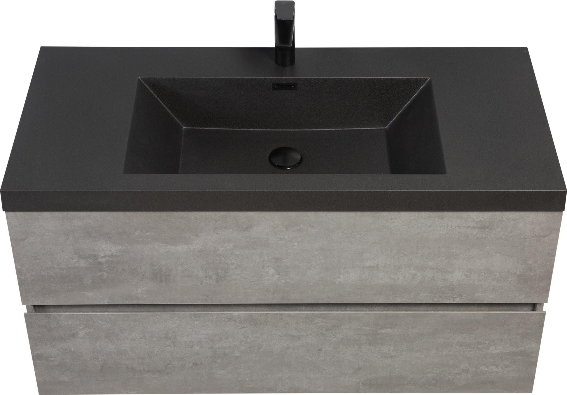 42" Floating Bathroom Vanity With Sink, Modern Wall Mounted Bathroom Storage Vanity Cabinet With Black Quartz Sand Top Basin And Soft Close Drawers, Grey 24V12 42Gr 2 Grey Wall Mounted Melamine