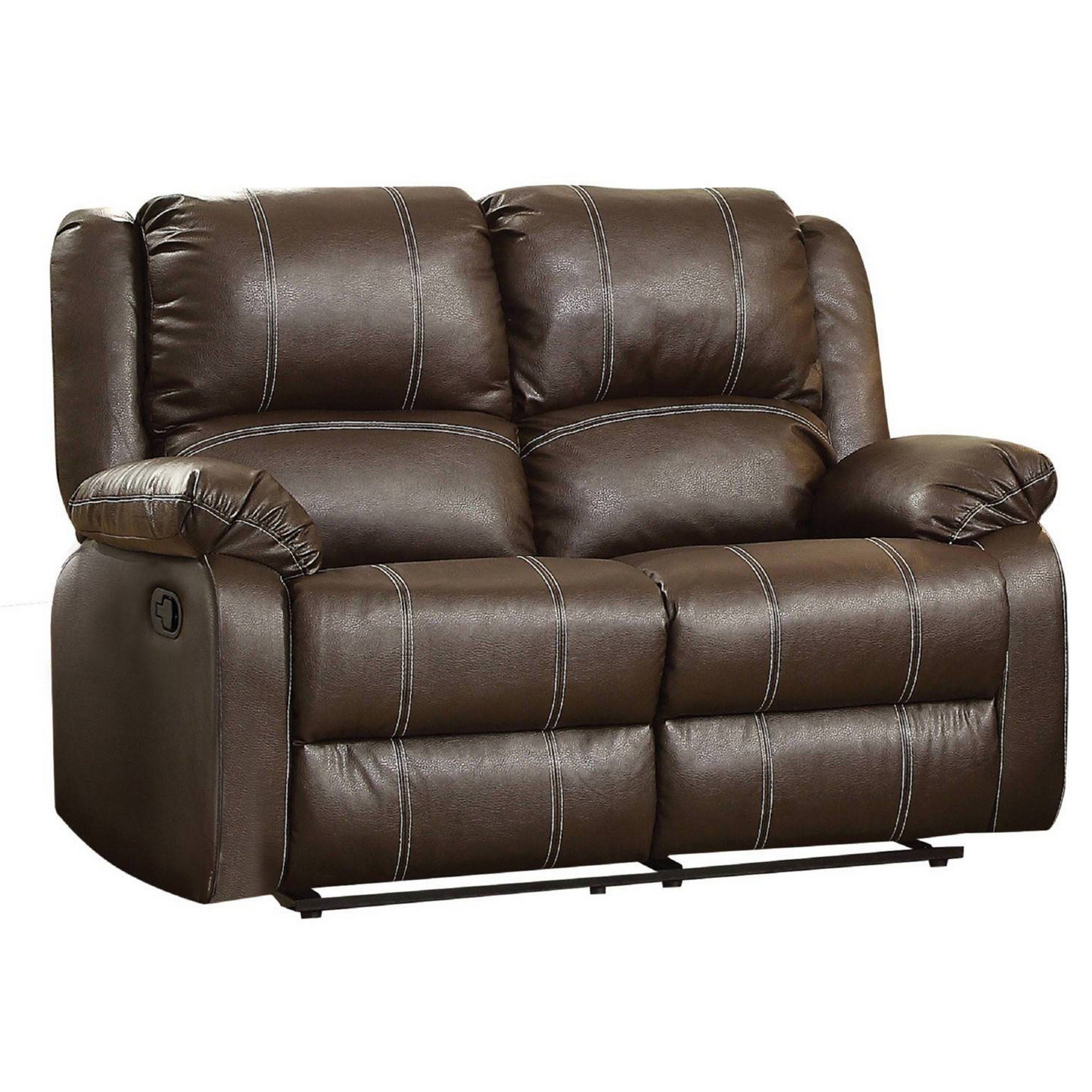 Upholstered Recliner Loveseat With Split Tufted Backrest, Brown Brown Wood Fabric 2 Seat