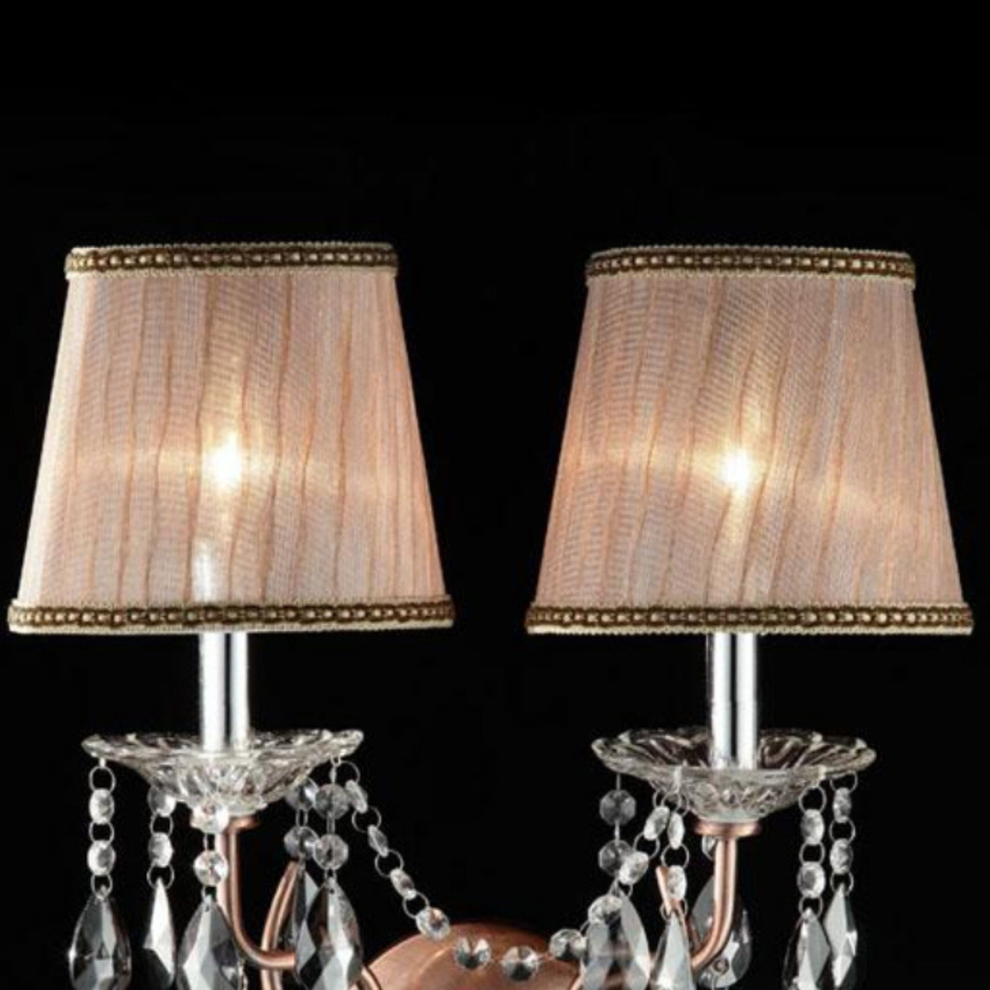 17" Tall Metal Wall Sconce "Rosie", Silvery Pink Finish And Crystal Accents Brown Polyresin