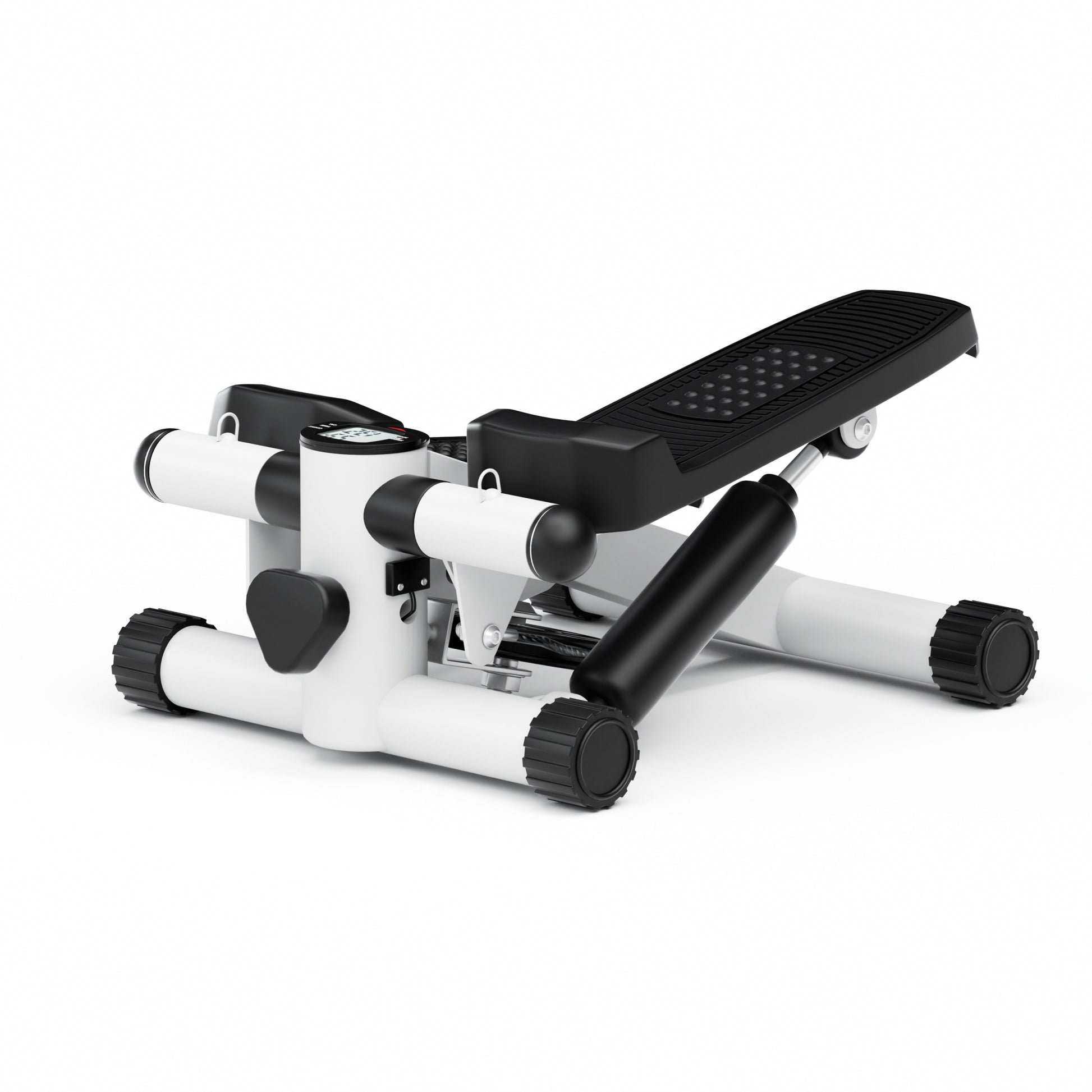 Mini Fitness Stepper, Hydraulic Fitness Stepper With Resistance Bands And Display, Silent Design, Weight Capacity 300Lbs, Portable Stepper For Total Body Workout,11.3"L X 12.6"W X 7.8"H,White White Abs Rubber Steel Q235