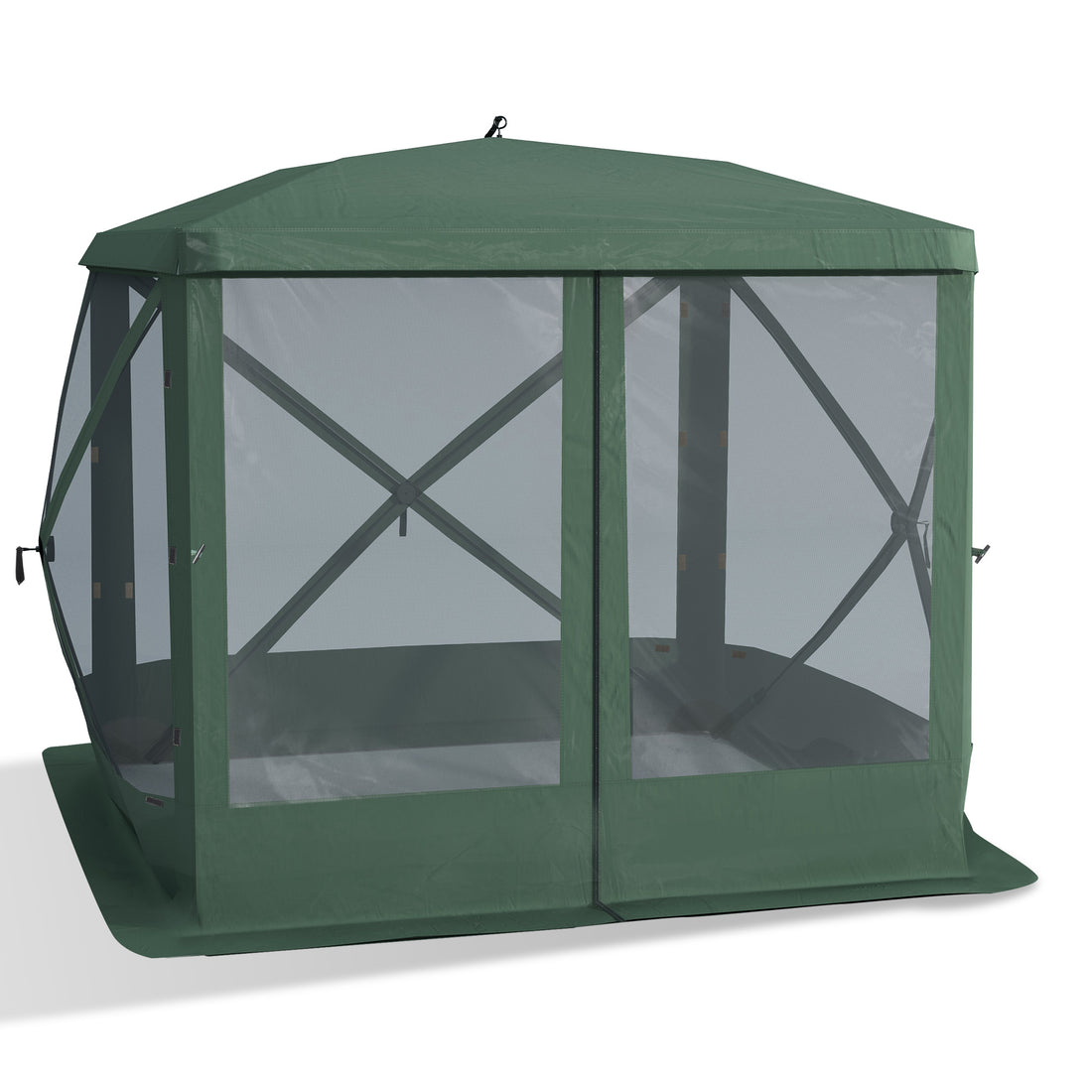 Outsunny Pop Up Camping Canopy Gazebo Screen Shelter Tent With Single Person Easy Set Up, Ventilating Mesh, Portable Carry Bag For Outdoor Camping Party Event, 7X7Ft, Green Green Polyester