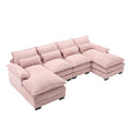 United We Win Modern Large Chenille Fabric U Shape Sectional Sofa Pink Chenille