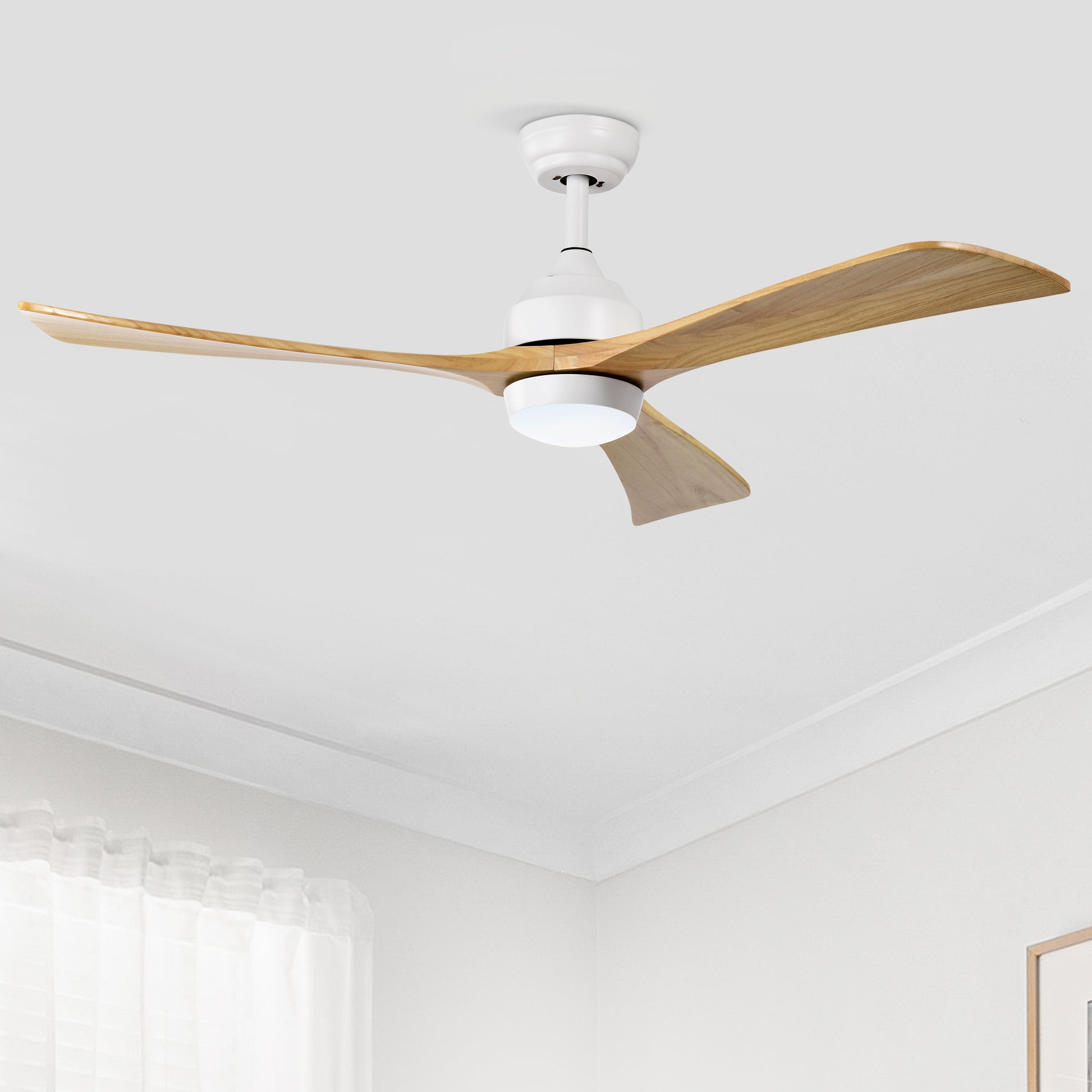 52" Ceiling Fan With Lights Remote Control,Quiet Dc Motor 3 Blade Ceiling Fans 6 Speed Levels,Reversible Ceiling Fan, For Patio Living Room, Bedroom, Office,Indoor. White Natural White