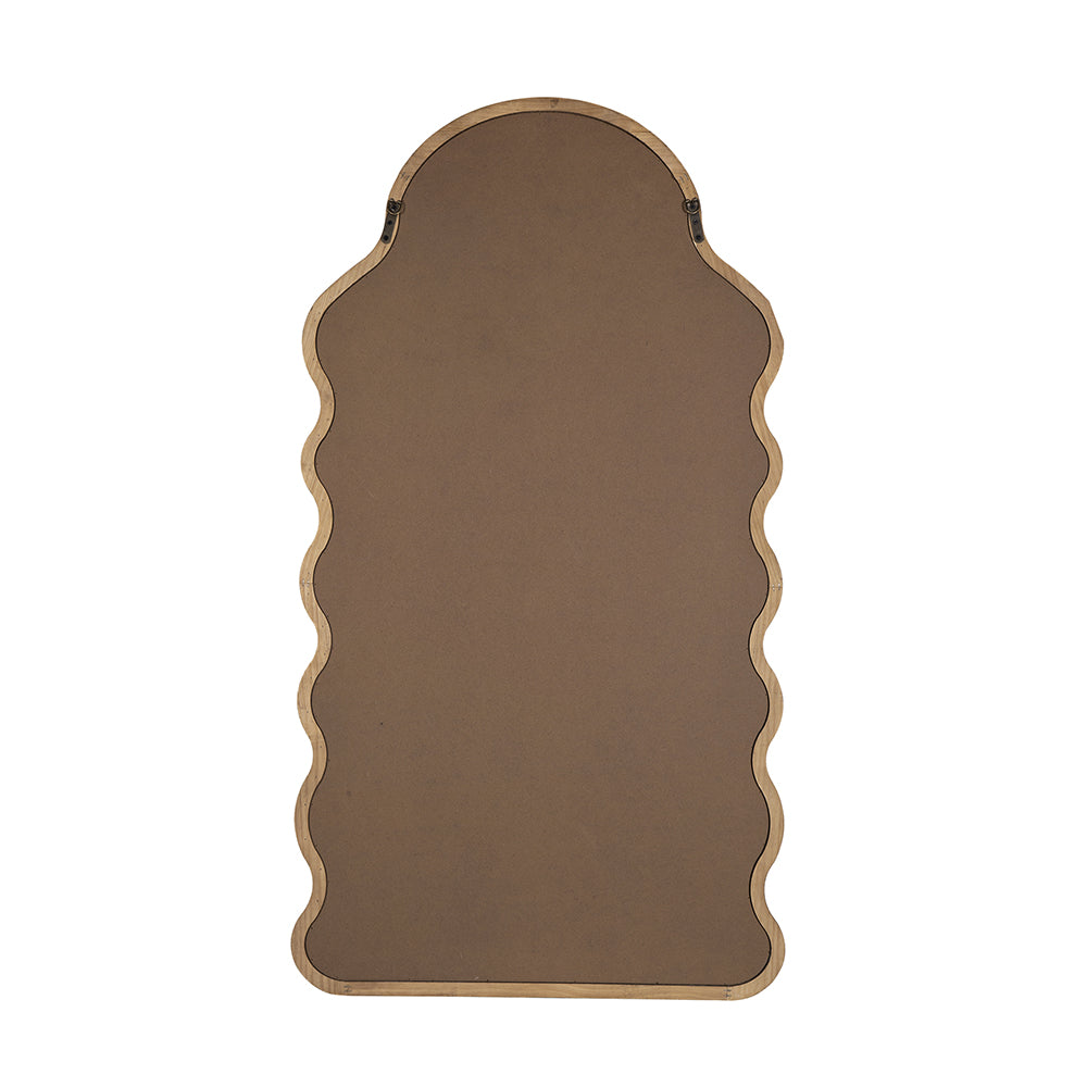 30X1.5X55" Arch Wood Mirror With Unique Frame Brown Pine