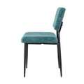 Modern Turquoise Simple Dining Chair Fabric Upholstered Chairs Home Bedroom Stool Back Dressing Chair Black Metal Legs Set Of 2 Metal Turquoise Velvet