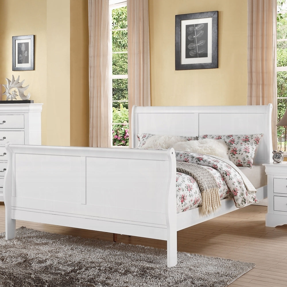 White Queen Bed Box Spring Required Queen White Wood White Traditional Sleigh Wood