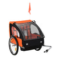 Aosom 2 Seat Child Bike Trailer For Kids With A Strong Steel Frame, 5 Point Safety Harnesses, & Comfortable Seat, Orange Orange Oxford Fabric