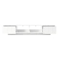 Tv Stand With Fluted Tempered Glass Doors For Tvs Up To 95'', Functional Media Console With Arched Cabinet Doors, Entertainment Center With App Controlled Led Light For Living Room, White White Primary Living Space 90 Inches Or Larger 90 Inches Or Larger