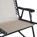 Outsunny 3 Piece Outdoor Rocking Chair Set, Patio Folding Lawn Rocker Set With Glass Coffee Table, Headrests For Yard, Patio, Deck, Backyard, Cream White Cream White Fabric