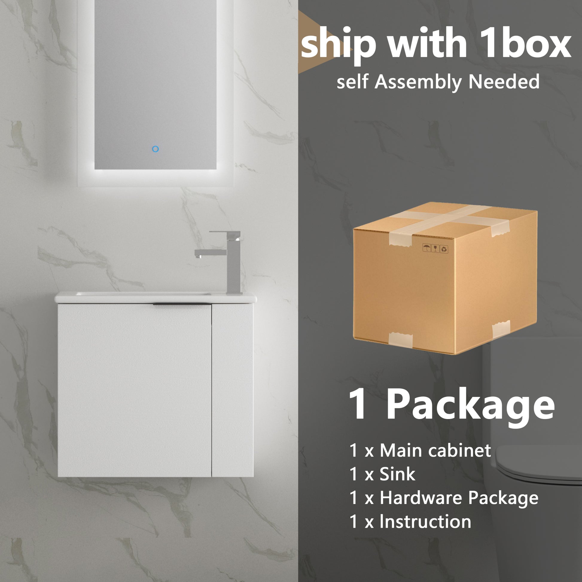 Bathroom Vanity With Sink 22 Inch For Small Bathroom,Floating Bathroom Vanity With Soft Close Door,Small Bathroom Vanity With Sink, 22X13 Kd Packing White 1 Soft Close Doors Bathroom Wall Mounted Modern Plywood Plywood