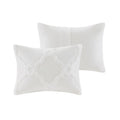 3 Piece Tufted Cotton Chenille Geometric Comforter Set Off White King Cal King King Off White Cotton