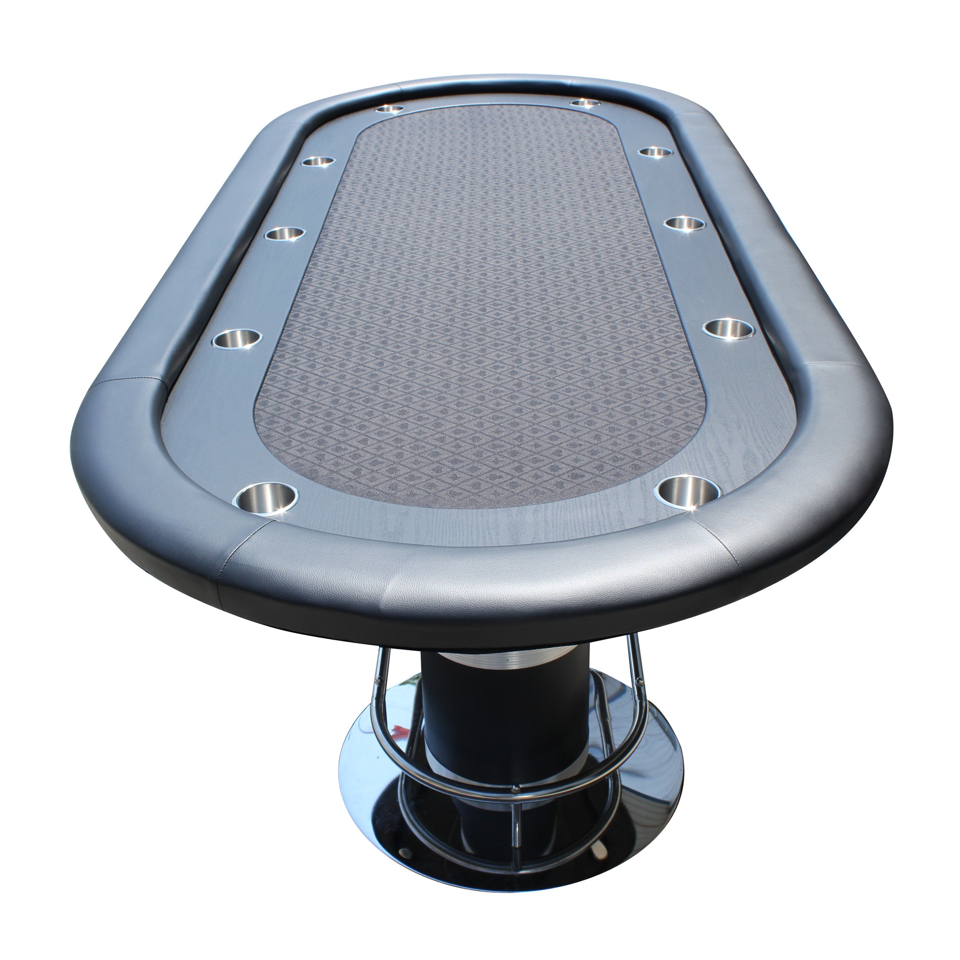 96" Poker Table 10 Player For Casino Game Texas Holdem Elite Oval Black Waterproof Felt With Racetrack Black Primary Living Space Modern Wood