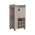 Fargo Bar Cart With Cabinet, 6 Built In Wine Rack And Casters Grey Primary Living Space Modern Particle Board Engineered Wood