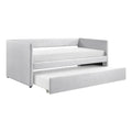 1Pc Daybed With Trundle Gray Fabric Upholstery Wooden Frame Modern Home Furniture Box Spring Not Required Gray Wood Primary Living Space Modern,Transitional Polyester Engineered Wood,Wood