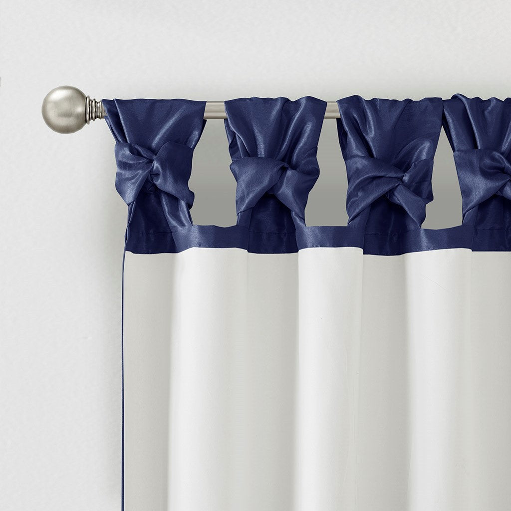 Twist Tab Lined Window Curtain Panel Only 1 Pc Panel Navy Polyester