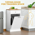 Homcom Kitchen Tilt Out Trash Bin Cabinet Free Standing Recycling Cabinet Trash Can Holder With Drawer, White White Mdf