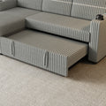 85 Inches Corduroy Sofa Bed, 3 Seater Sleeper Sofa With Storage Chaise, Square Handrail With Two Cup Holder And Usb Charge Port, Pull Out Couch For Living Room Light Grey Corduroy 3 Seat