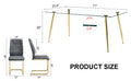 Table And Chair Set.Modern Rectangular Glass Dining Table With A Tempered Glass Tabletop And Metal Legs, Paired With Multiple Chairs Designed With Pu Cushions And Golden Metal Legs. Grey Gold Seats 8 Tempered Glass